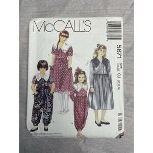 McCall's pattern vintage 5671 childs jumpsuit & dress size 10, 12, 14.
